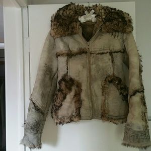 Vintage genuine shearling leather jacket